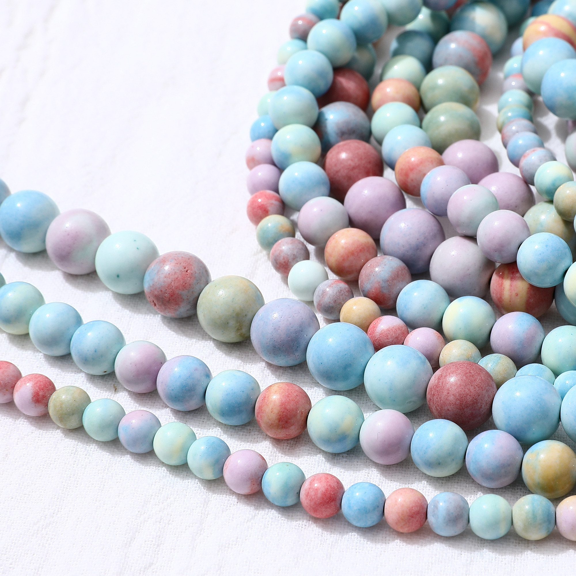 天然石蒙古阿拉善彩虹石圆珠散珠diy手工耳饰品手链项链配件材料