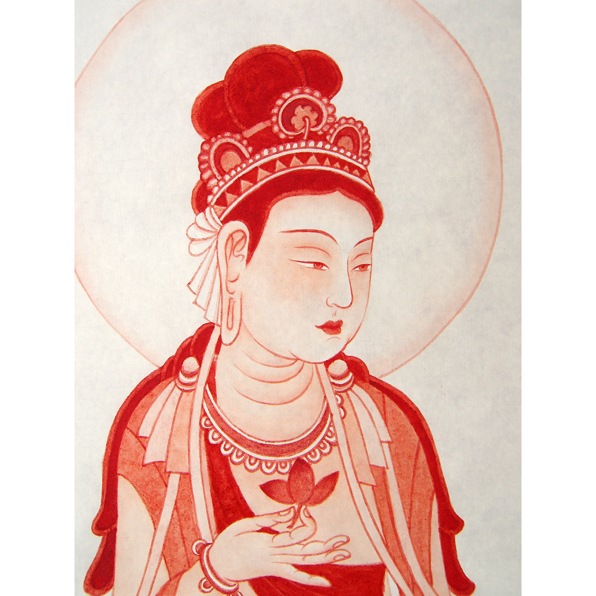 【双十二】吴卡平《南无观世音菩萨》原矿朱砂绘制