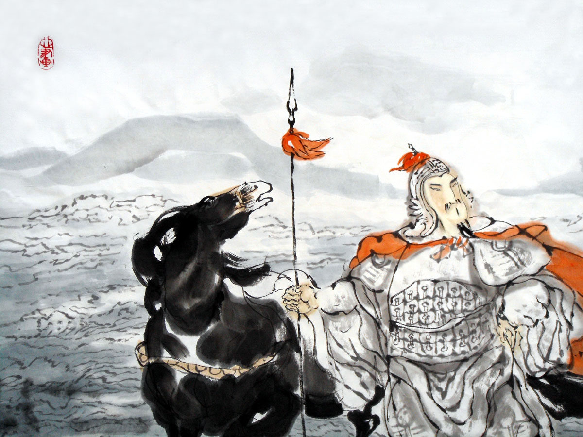 张海潮《满江红》水墨人物 杭州江南书画院画家 省美协