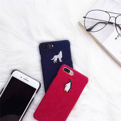 韩国灯芯绒布面可爱动物iPhone7手机壳苹果6s plus情侣保护套硬壳