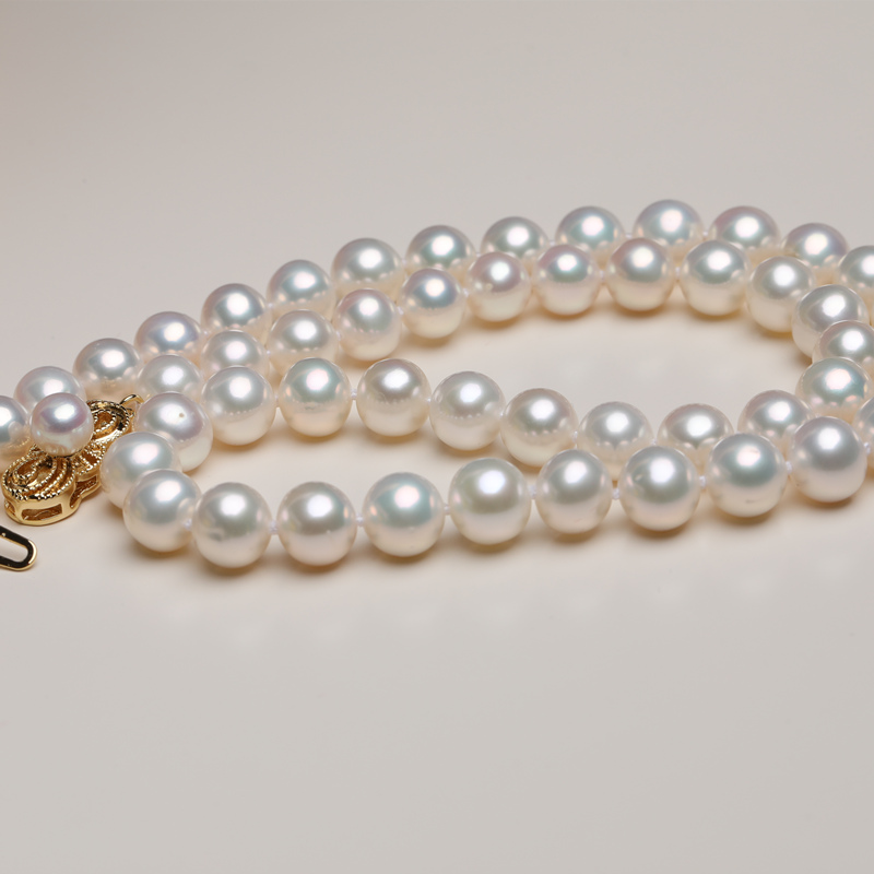 雀后珠宝天然淡水珍珠正圆形强光S925珍珠项链母亲节送妈妈礼物
