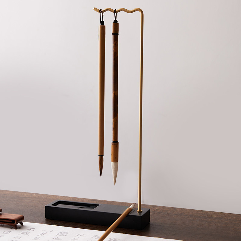 架子摆件笔托笔山笔搁收纳创意毛笔挂架放笔架挂毛笔的笔架砚台纯铜