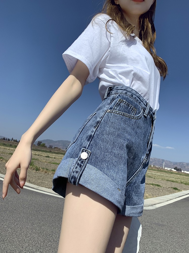 牛仔短裤女夏季宽松高腰显瘦阔腿薄款2022年新款网红a字超短裤潮