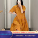 极简cddily橙黄时尚收腰宽松短袖衬衫式连衣裙24年夏新品女装