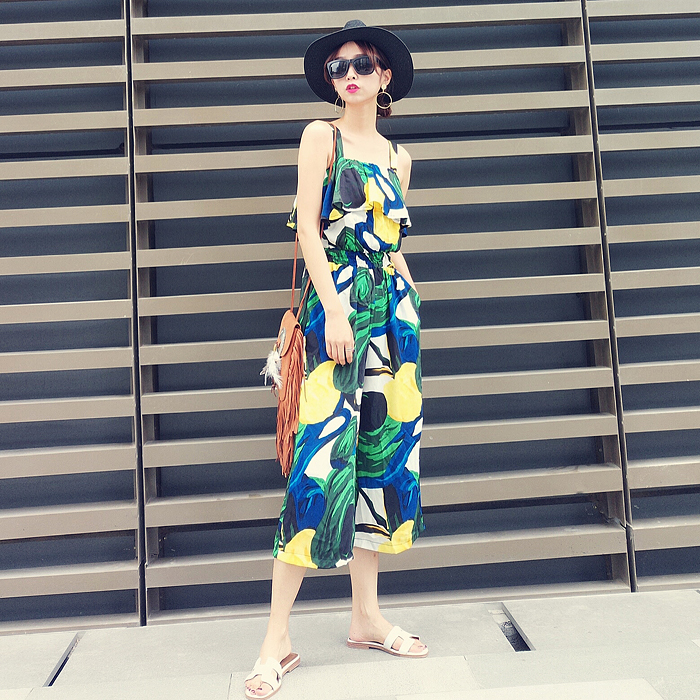 summer Jumpsuit Broad leg Culotte Thailand Seaside on vacation Paige Easy camisole Jumpsuits Sandy beach suitin the Women's clothing/Boutique , Pants , Casual pants category - from Buy2taobao.com to provide professional Taobao agent buy service