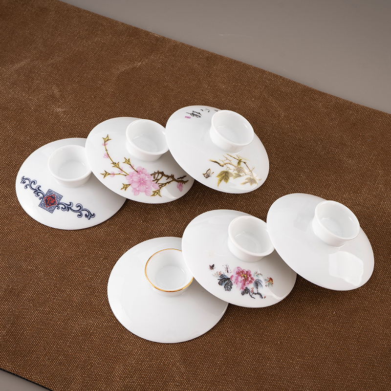 三才盖碗单盖茶碗茶杯盖子陶瓷功夫茶具零配件直径7.1cm7.6厘米8.