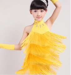 儿童拉丁舞演出服女童拉丁舞裙演出表演比赛服装新款亮片流苏新款