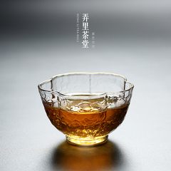 玻璃茶杯日本水晶杯 锤目纹 小茶杯六角金边品茗杯功夫茶具主人杯