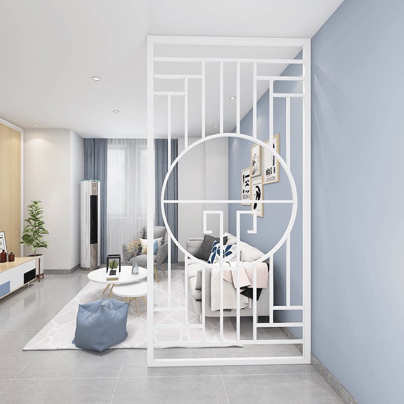 新中式屏风隔断日式入户简约玄关装饰镂空挡煞简易木质禅意背景墙