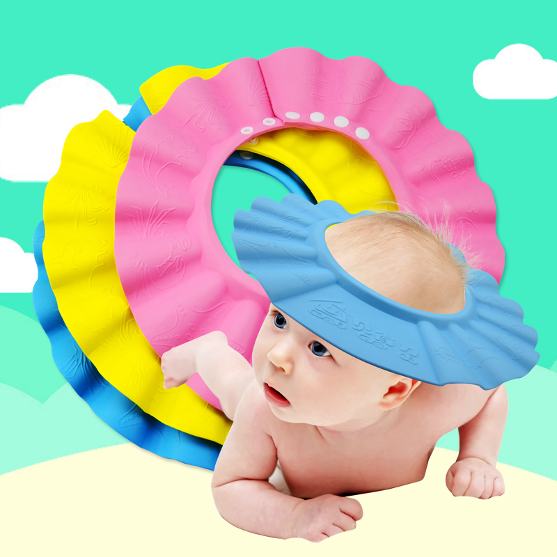 宝宝洗头帽婴幼儿洗发帽加厚可调节儿童防水浴帽护耳套洗澡帽
