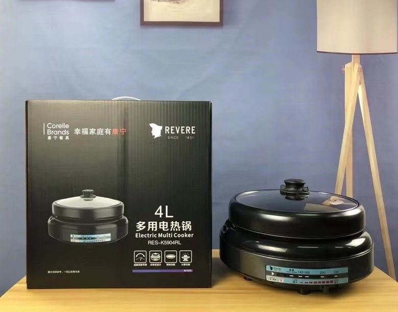 美国康宁revere双层电蒸锅多用电热锅不粘涂层煎炸闷炖烤火锅正品