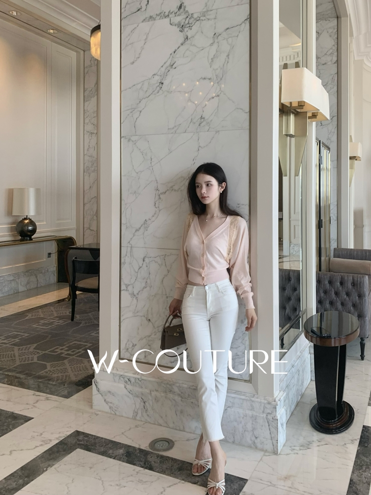 人手一条白色牛仔裤Wcouture 春夏款弹力直腿显瘦提臀高腰牛仔裤