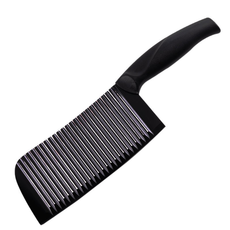 网红菜刀条纹不粘刀不锈钢家用菜刀波浪纹切肉刀切片刀黑色时尚