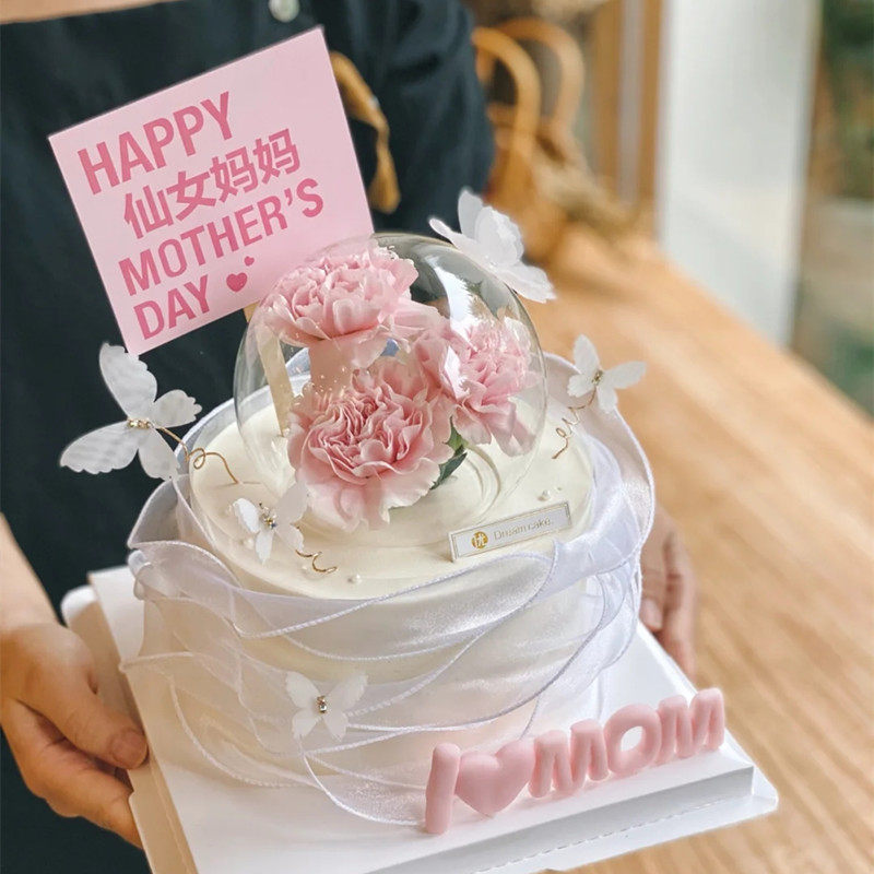 38女神节妇女节蛋糕装饰插件母亲节插牌仙女妈妈节日装扮丝带摆件