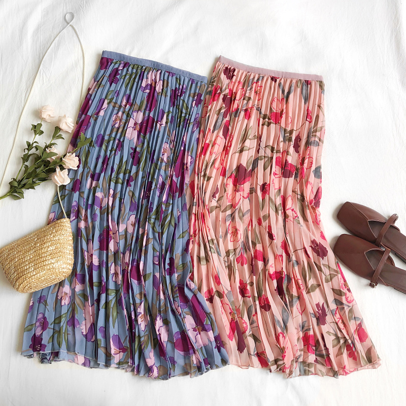 2019 summer new pattern Vacation wind All-match fashion Broken flowers Paige Self cultivation Show thin Mid length version Bouffancy skirtin the Women's clothing/Boutique , Skirts category - from Buy2taobao.com to provide professional Taobao agent buy service