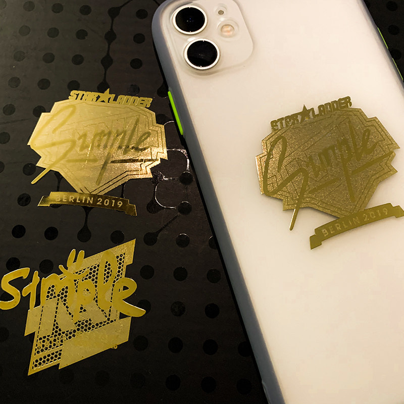 csgo金色签名金属贴皇冠s1mple简单男孩贴纸kennys炫金贴满20包邮