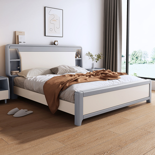 加宽实木床北欧双人床主卧2米x2米2大床200×220两米乘两米二大床