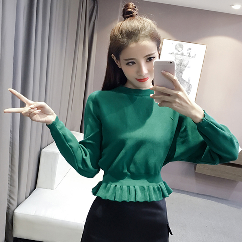 Autumn new pattern Korean Edition fashion Lotus leaf Bat shirt Solid Long sleeve pullover Waist Show thin Sweaterin the Women's clothing/Boutique , Sweaters category - from Buy2taobao.com to provide professional Taobao agent buy service