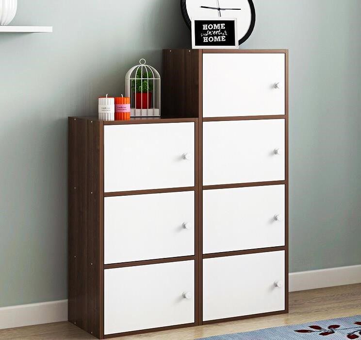 253040抽屉式收纳柜实木质带门柜子自由组合夹角缝窄柜储物边柜