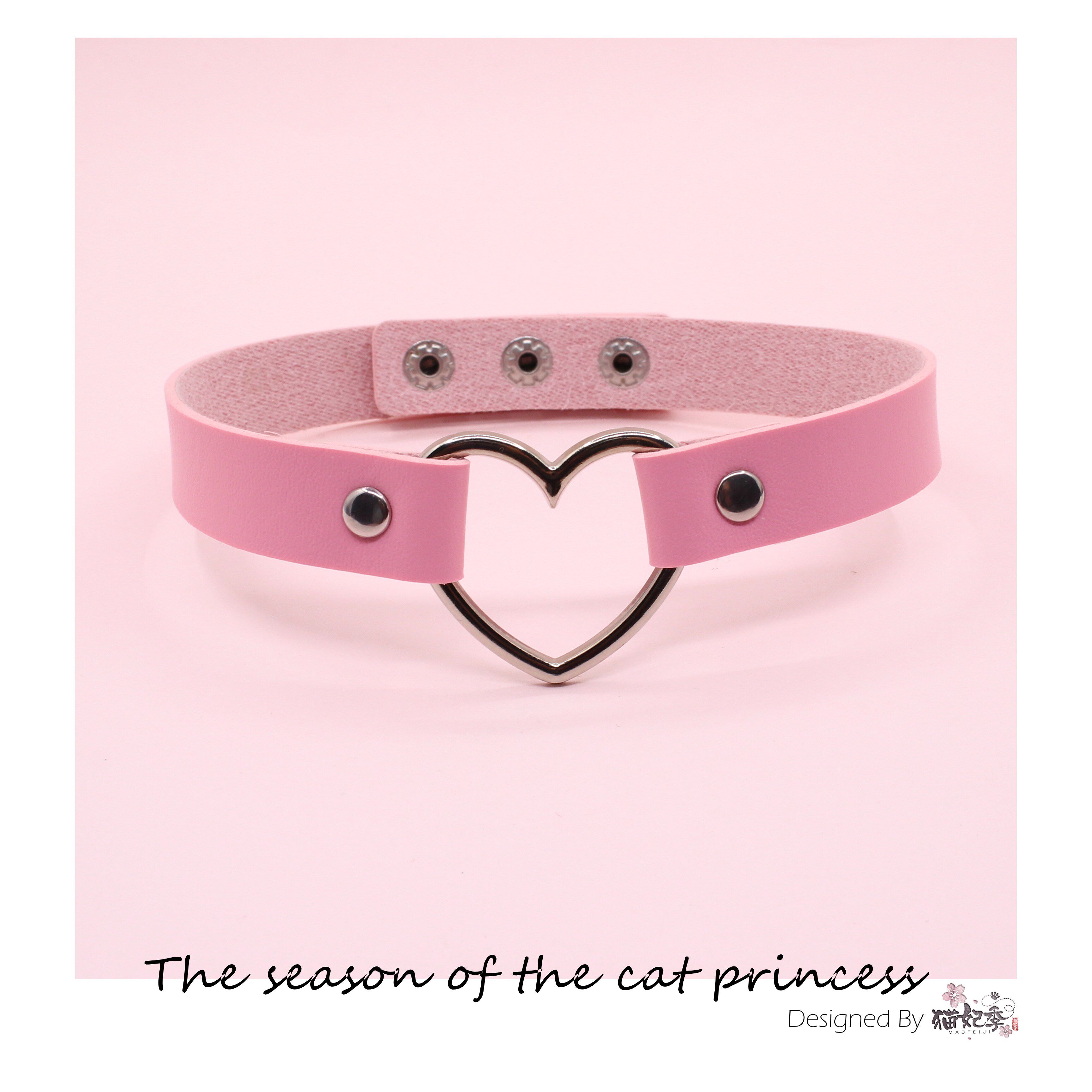 粉色颈带_软妹少女爱心皮革项圈 杨超越同款choker颈带 可爱粉色脖子
