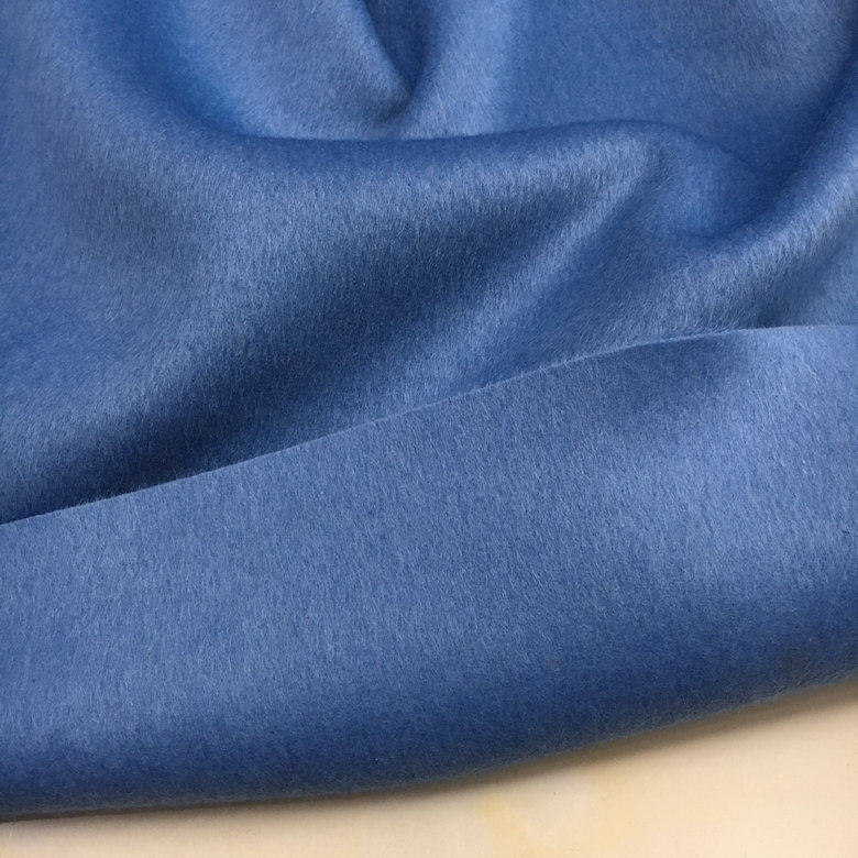 冰蓝色苏利阿尔巴卡美澳长毛加厚纯色双面羊驼绒面料服装大衣布料
