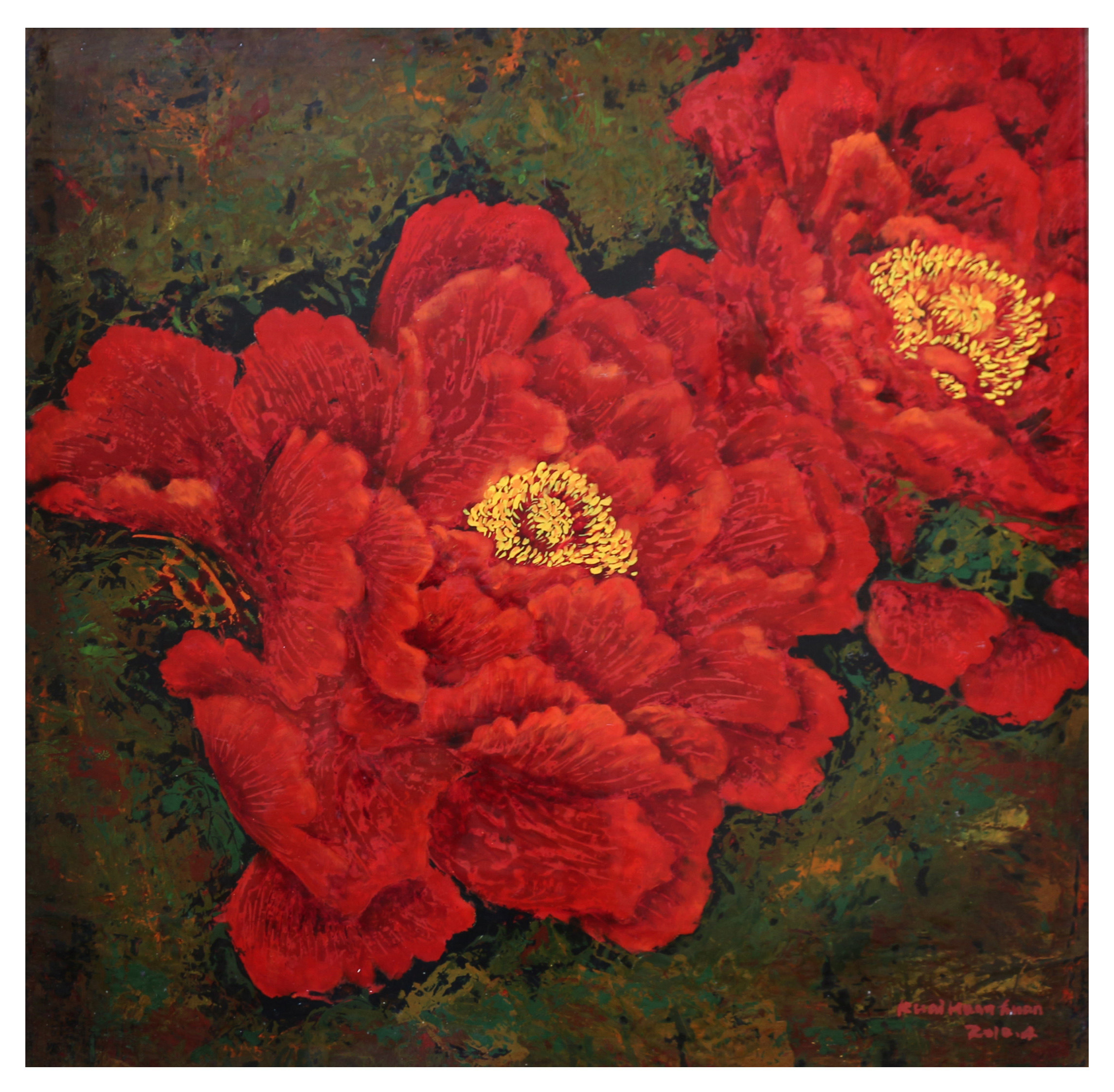 美润如光漆画作品o2o专场  蒯欢欢《牡丹》广州工艺美术行业协会辉北