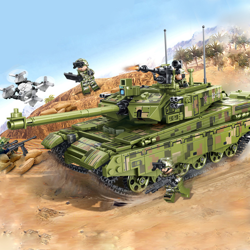 军事积木拼装玩具益智男孩6-10岁高难度遥控99A主战坦克模型礼物8