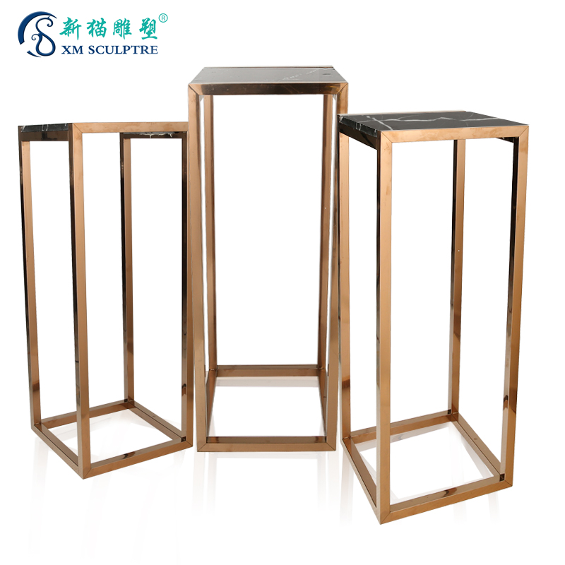 摆件展示台底座金属架不锈钢落地花架花几现代客厅边几雕塑展示台-mc