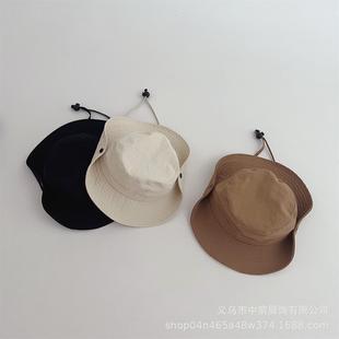 韩国宝宝帽子夏季薄款儿童渔夫帽大檐户外运动登山露营遮阳速干帽