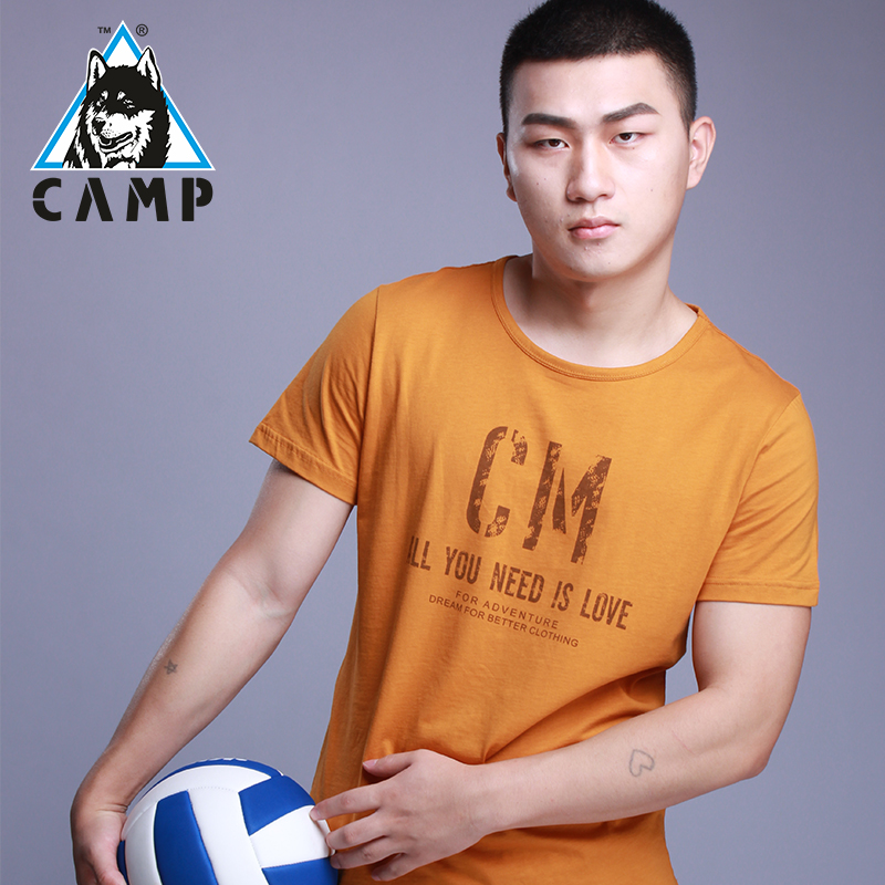 CAMP男士短袖T恤夏季圆领纯棉透气吸汗排湿跑步健身韩版时尚潮流