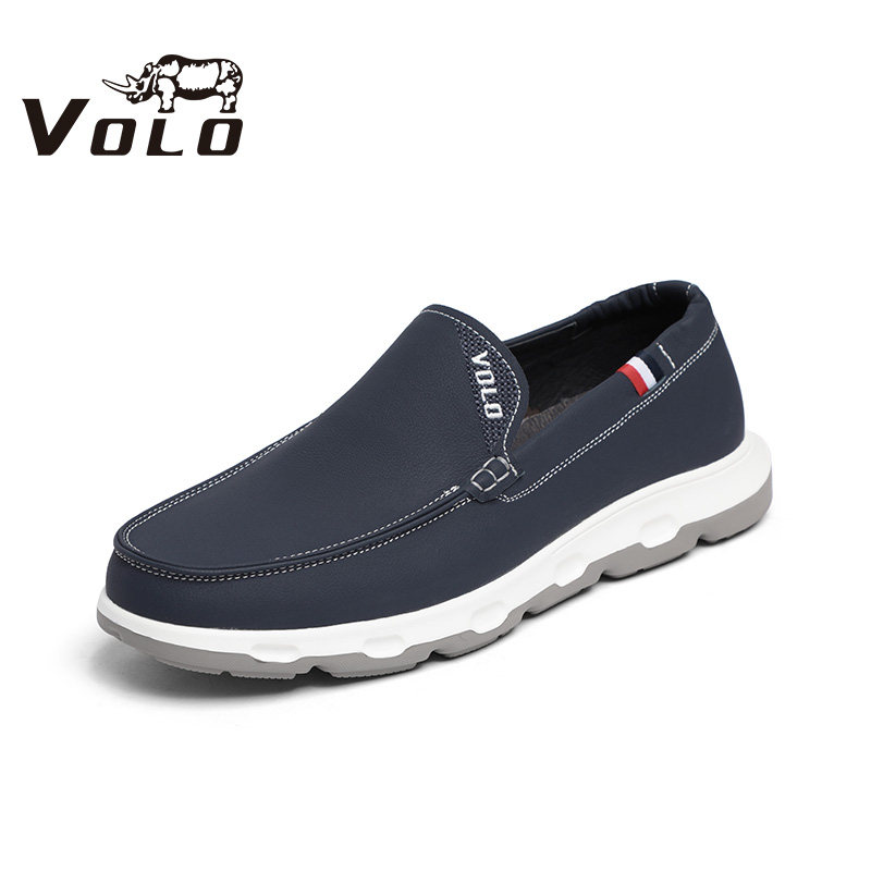 volo犀牛男士休闲鞋2021春秋新款透气款轻便透气真皮男鞋软皮软底
