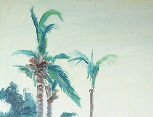 北京师大董平写生作品《海口公园》 布面油画 50cm乘70cm