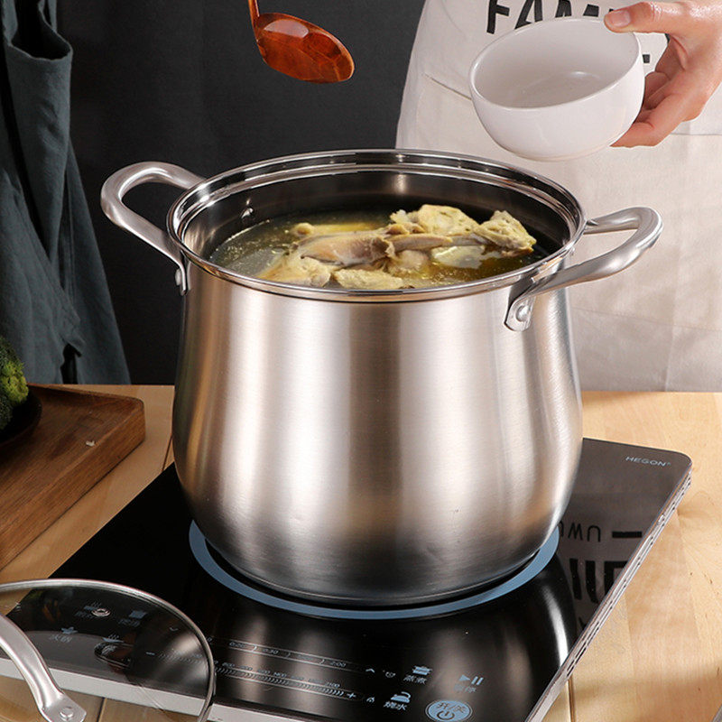 加高家用汤锅304不锈钢特高锅复底大容量锅具 电磁炉煤气通用炖锅