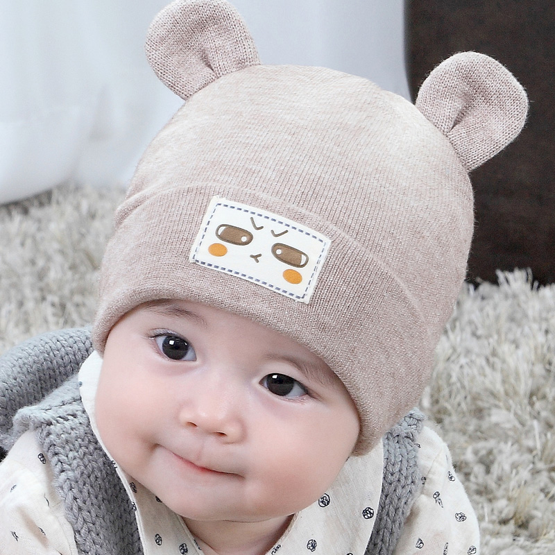 嬰兒帽子0-3-6-12個月秋鼕新生兒男童女童帽子韓版寶寶毛線帽鼕季
