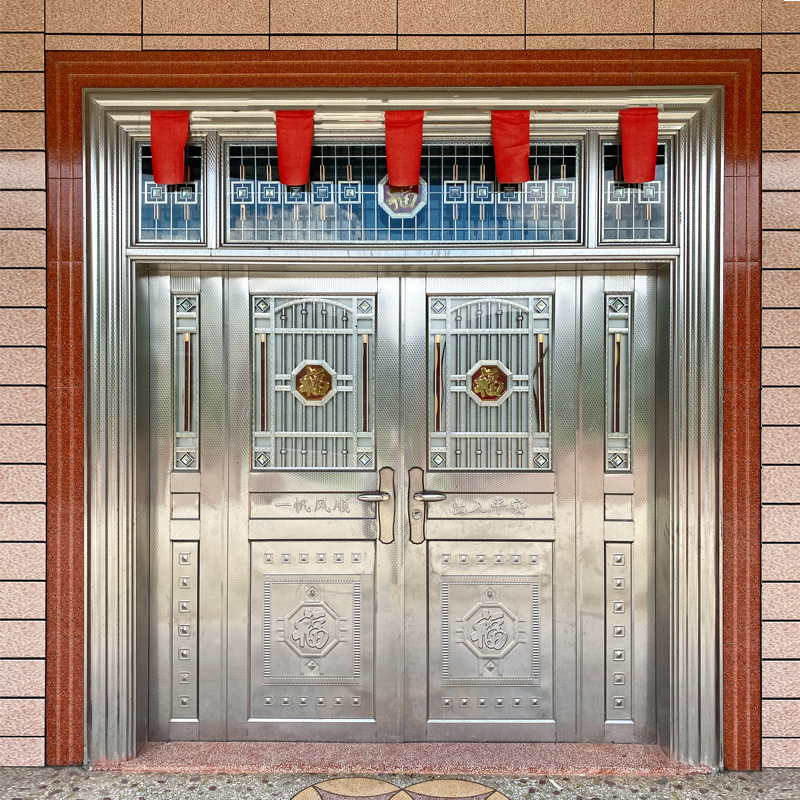 304不锈钢门入户大门家用四六开子母进户乡村双开农村自建房庭院