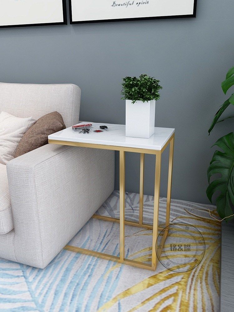 雅美大理石边几北欧镀金轻奢客厅长方形角几简约沙发桌边桌角落小_6折