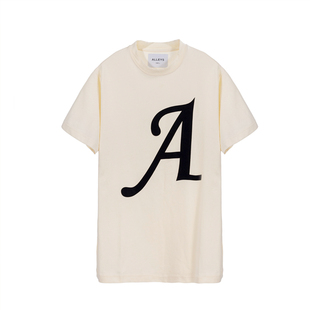 alleys美式复古字母a植绒印花t恤短袖潮牌纯棉宽松半袖小众ins 券