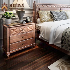 美式家具实木床头柜 欧式宜家收纳储物三抽柜卧室床边柜置物柜家