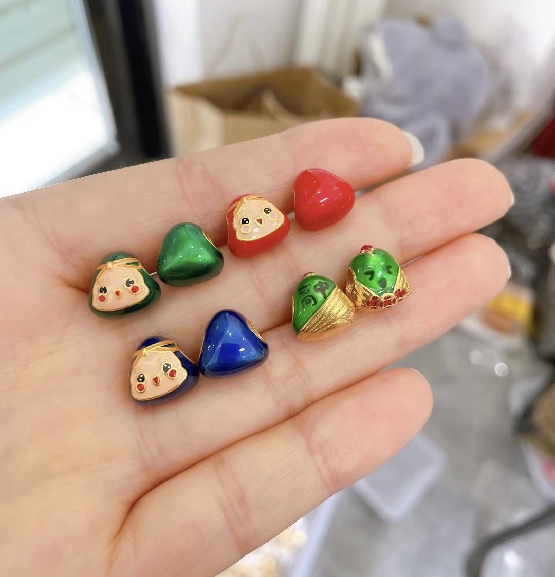 沙金古法滴油红绿绿色粽子隔珠端午节手链编绳其他diy饰品配件