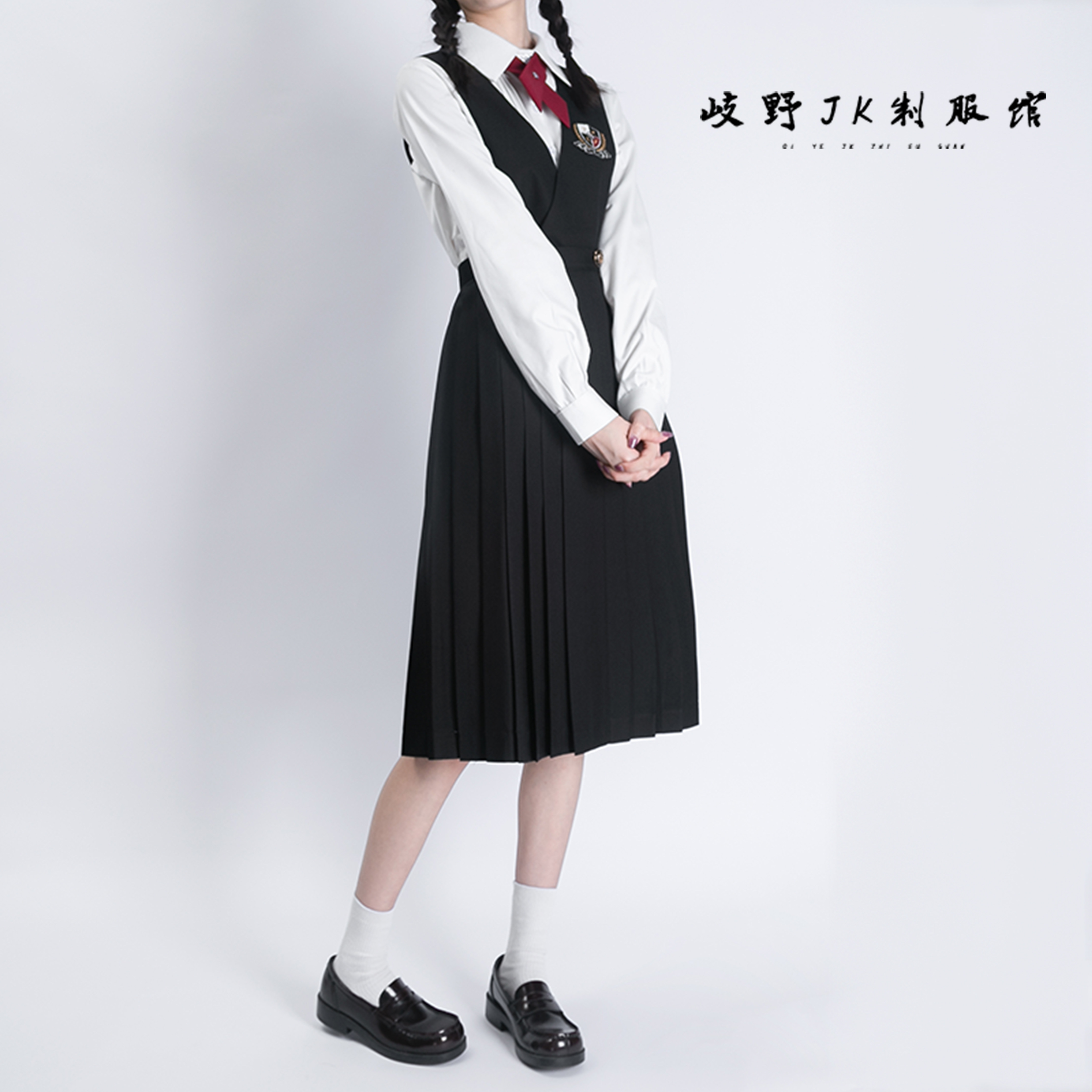 岐野jk制服馆基础护奶裙无袖中长款刺绣学院风质感女生班服夏