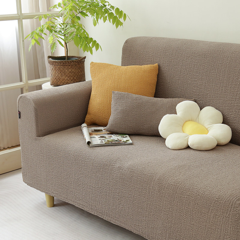 不起球棉麻沙发套全包万能套四季通用沙发套罩简约纯色沙发罩布艺