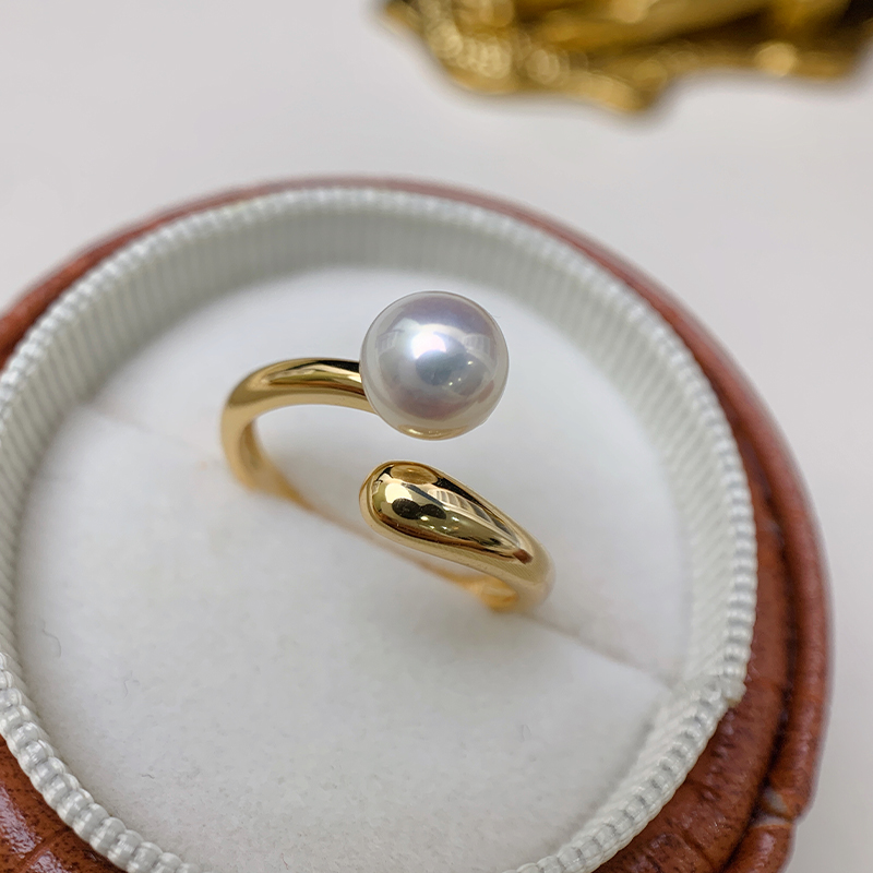 《寻》精工纯银极亮淡水AK珍珠戒指高级感小众素圈时尚开口指环女