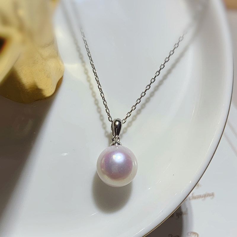 《默》12-13mm简约瓜子扣单颗白色淡水珍珠吊坠项链精工纯银百搭