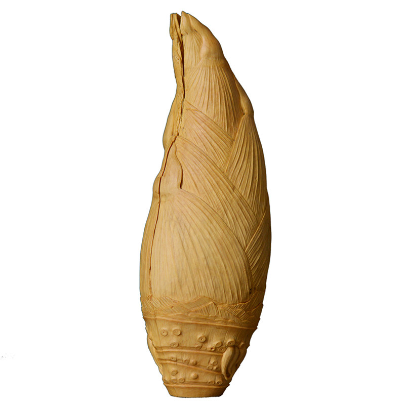 莆作 黄杨木精雕竹笋镇尺 雕工精湛新颖