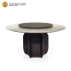 ECHOCASA 意式极简白蜡木餐桌带转盘圆桌木面/岩板/大理石1.3-2.0