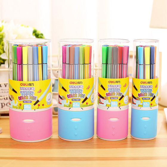 Deli Watercolor Pen Set Primary School Students Washable Color Painting Brush 12 Colors 18 Colors 24 Colors 36 Colors Fine Brush Kindergarten Deli Watercolor Pen Set Primary School Students Washable Color Painting Brush 12 Colors 18 Colors 24 Colors 36 Colors Fine Brush Kindergarten