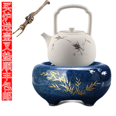 台湾莺歌烧蓝色飞鸟日本铁壶银壶专用电茶陶炉冬天煮茶烧水电磁炉