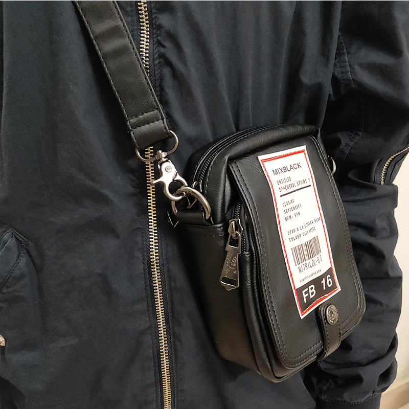 MIXBLACK原创酷包包新款时尚皮腰包可斜挎中性包网红小黑包手机包