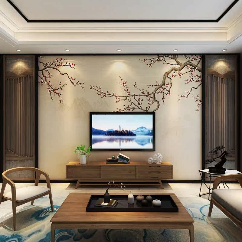 特价影视墙壁纸 背景墙 电视机_电视机背景墙壁纸 中式客厅影视墙古风