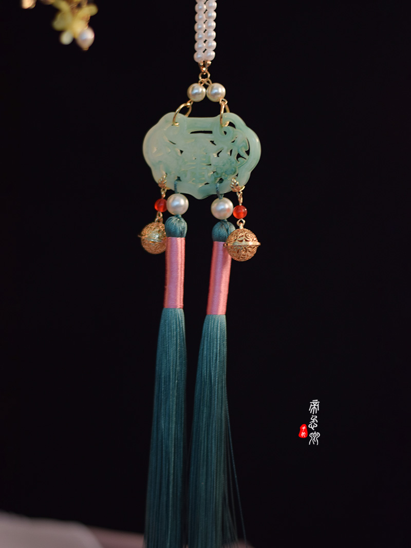 帝慕卿原创腰佩汉服禁步配饰长流苏穗子古风发声铃铛压襟百搭紫色